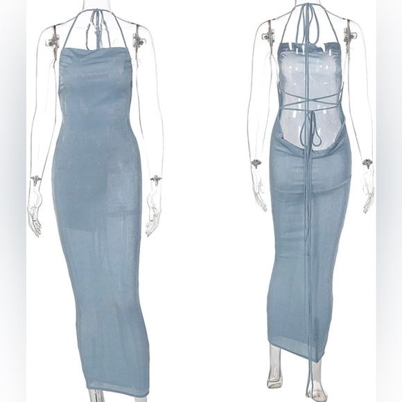 NWOT Draped Backless Bodycon Club Maxi Dress Size Medium - Picture 7 of 7